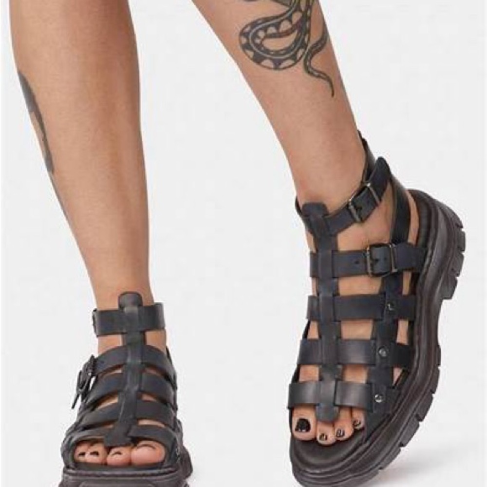 NWB Free People Gia Fisherman Gladiator Sandal Black Strappy Sandals Size 41(11)
